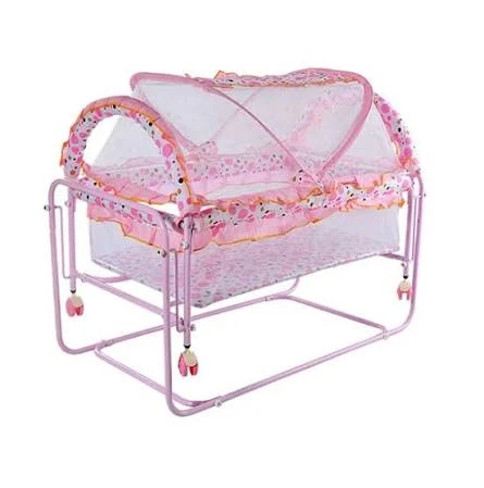 Newborn Baby Cot | Crib | Iron Bed with Roller | Removable | Cradle Bed Lightweight | Multifunctional Crib -2560