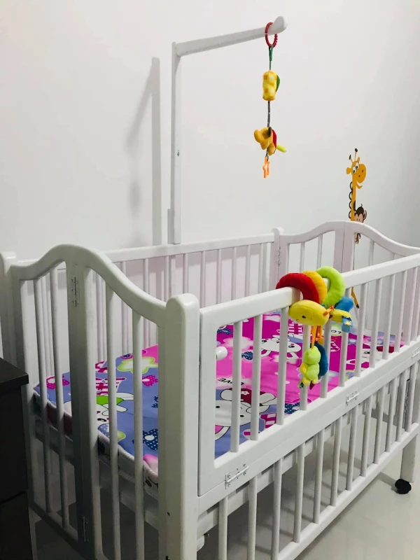 Baby cot A-200 Design White Color/ Mahagony Color