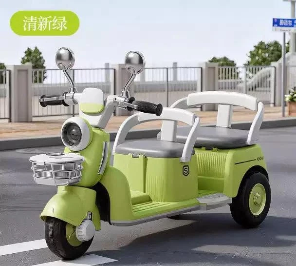 12V Electric Scooter for Kids with Two Seats | Seats Two Children | LED Lights, Music and Horn-616