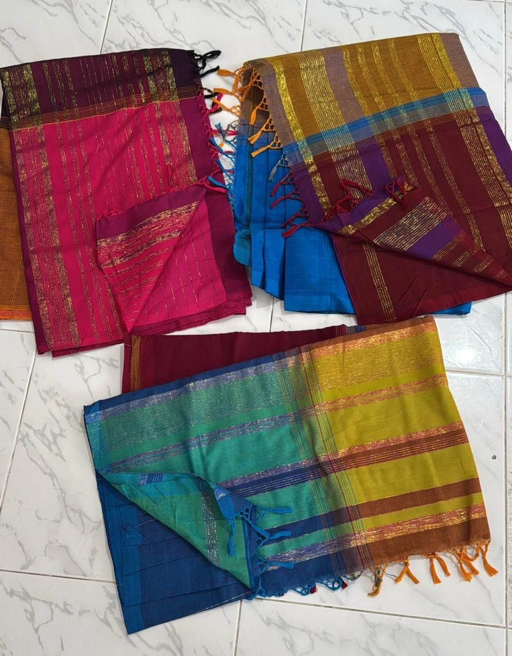 Three(3) tone Color Design Handloom Saree- Code 202