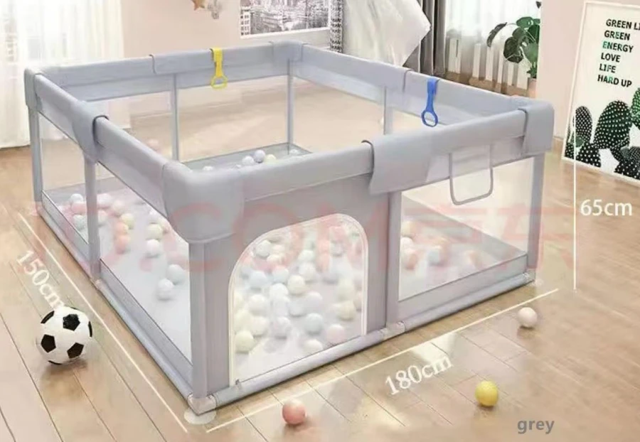 Safety Large Portable Play Pen For Twin, Baby And Toddler Indoor Outdoor Baby Playpen With Extra Tall Size, Fun Activities,   1.5* 1.8*0.65 M